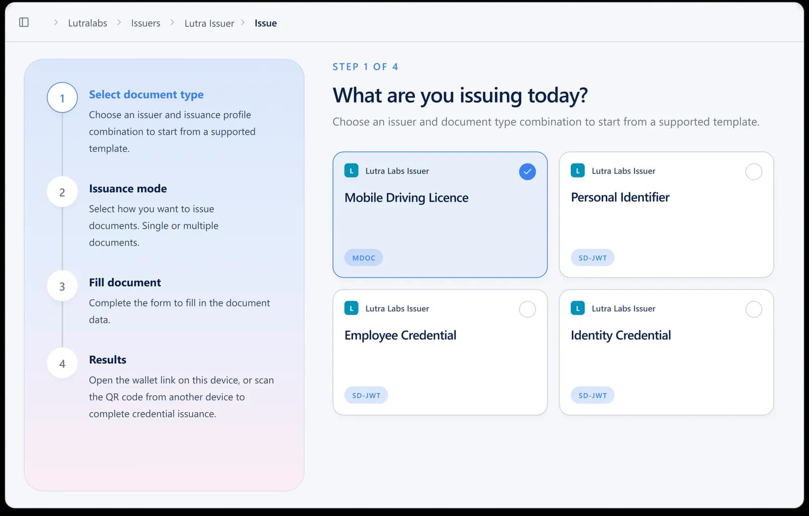 Issuer dashboard screenshot