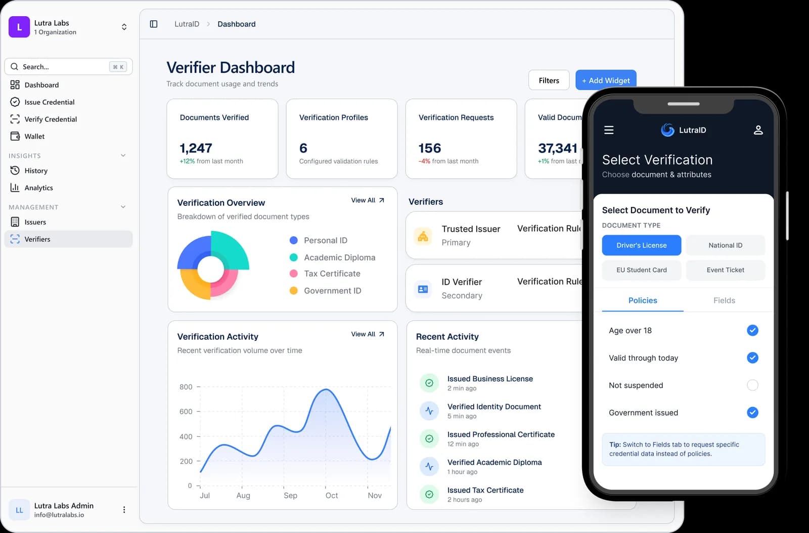 Verifier dashboard screenshot