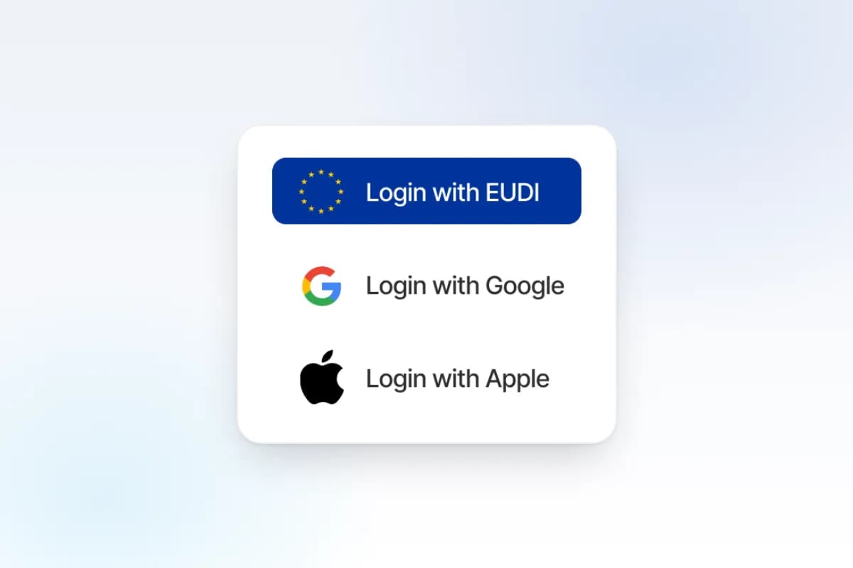 Sign-in screen offering Login with EUDI above the Google and Apple sign-in options